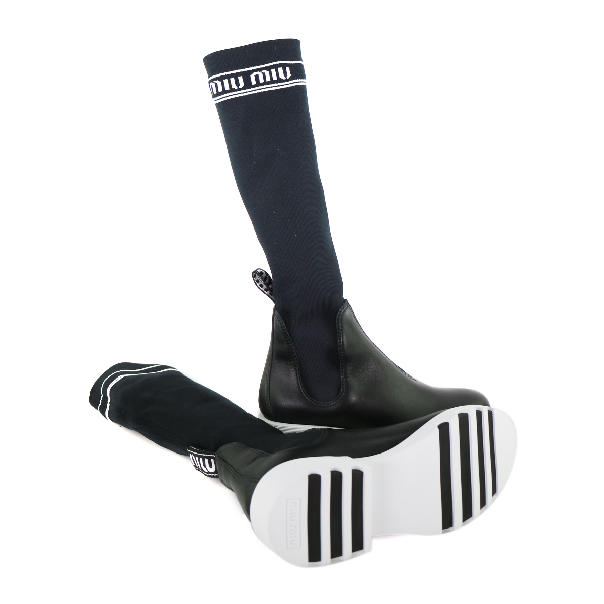 miu miu黑色高筒袜套靴5w116c 3kk0 f0967 50%off $30,800