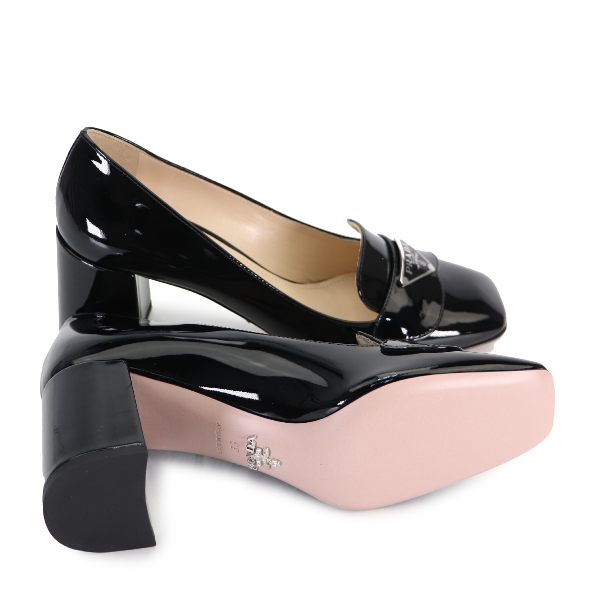 prada黑色漆皮粗跟乐福鞋1d017m 069 f0002 30%off $27,000