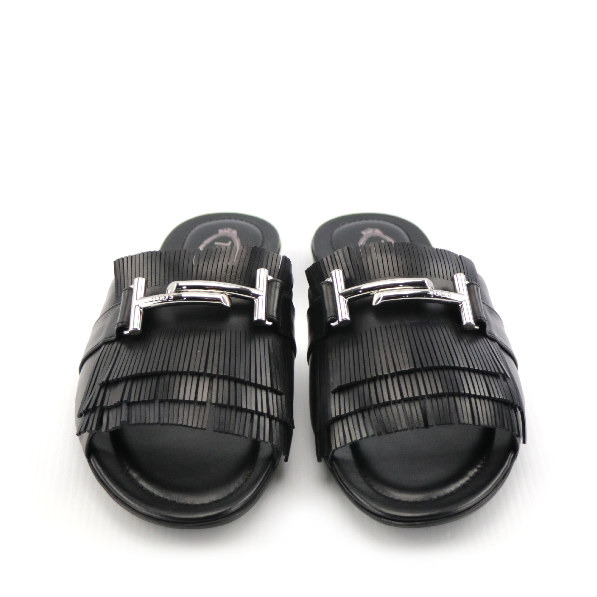 tods 黑色流苏拖鞋|hama boutique 亚玛精品