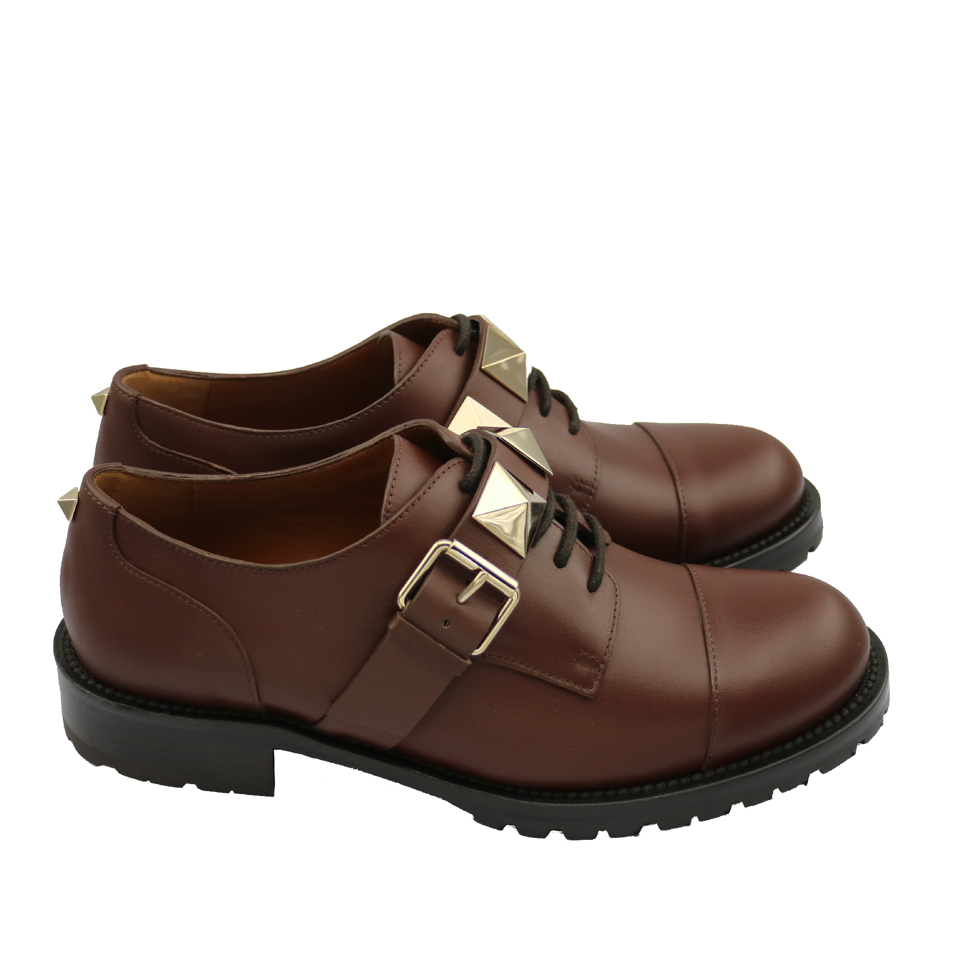 valentino深咖啡铆钉皮鞋|hama boutique 亚玛精品